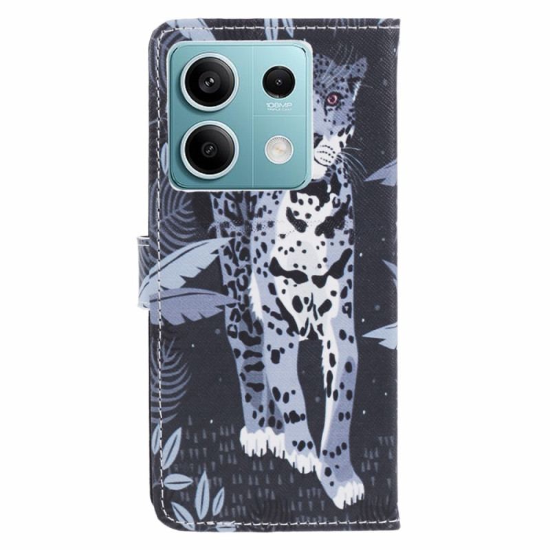 Läderfodral Xiaomi Redmi Note 13 5g Telefonfodral Leopard Med Rem