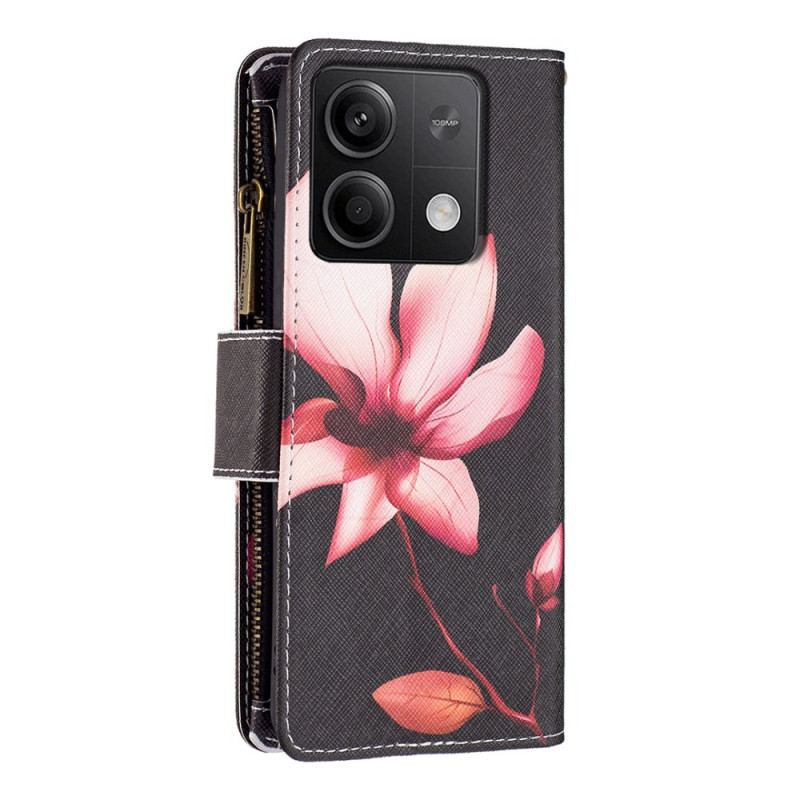 Läderfodral Xiaomi Redmi Note 13 5g Telefonfodral Lotus Strap Wallet