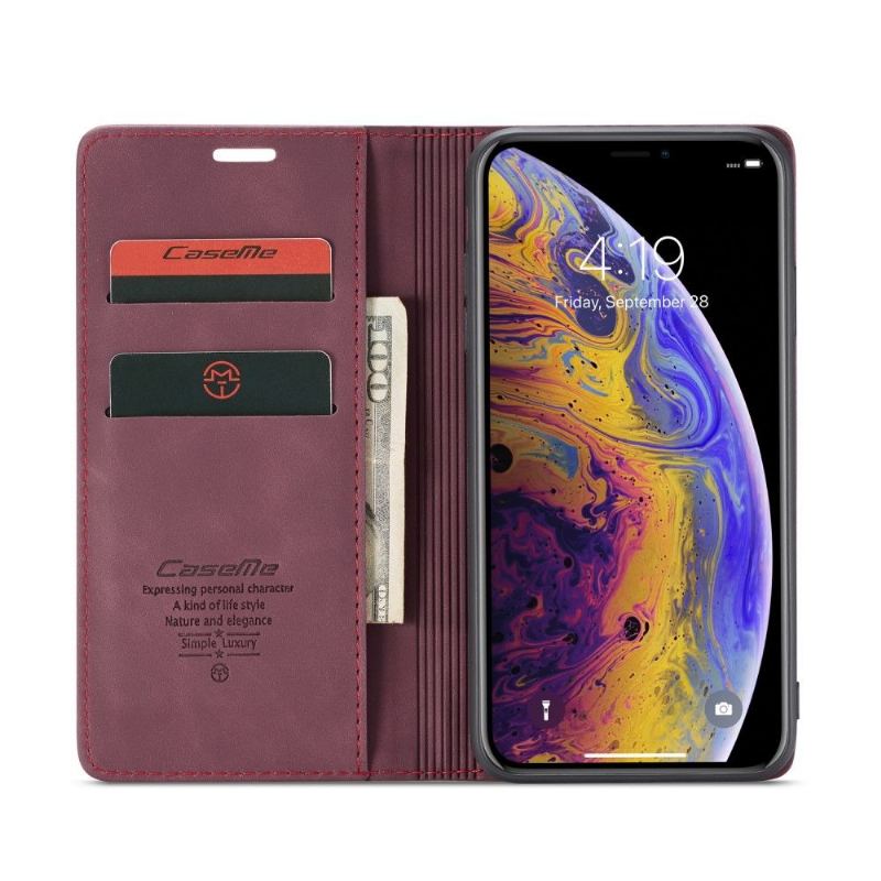 Folio-fodral För iPhone XS Max Fallskydd Golias Lädereffekt - Rött Vin