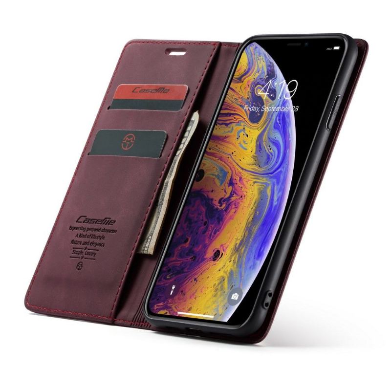 Folio-fodral För iPhone XS Max Fallskydd Golias Lädereffekt - Rött Vin