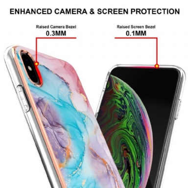 Skal För iPhone XS Max Blåfärgad Marmor