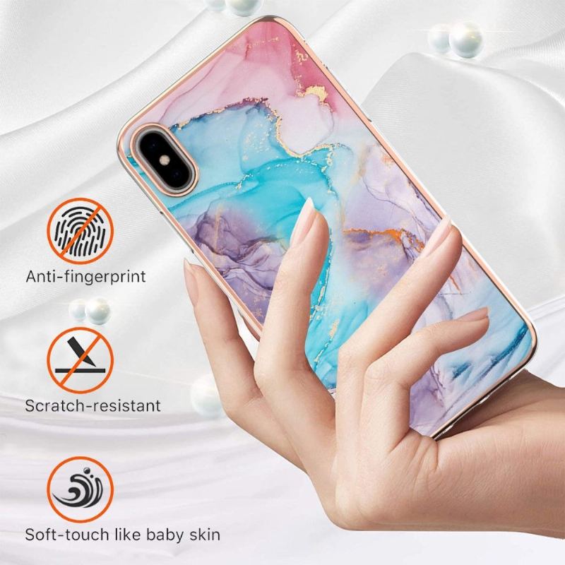 Skal För iPhone XS Max Blåfärgad Marmor