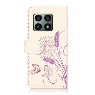 Fodral För OnePlus 10 Pro Blommor Och Fjärilsillustration