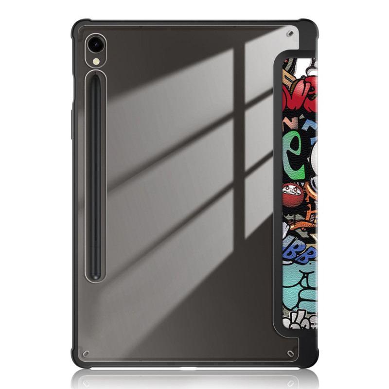 Samsung Galaxy Tab S9 Graffiti Transparent Rygg Stylus Hållare