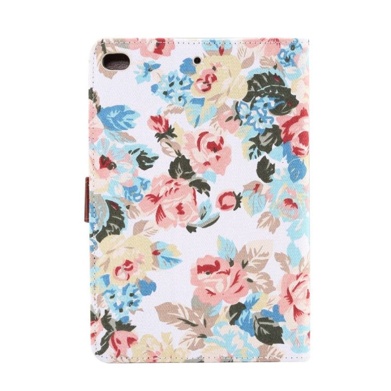 iPad Mini 2019 - Floral Cover Tyg Cover - Vit