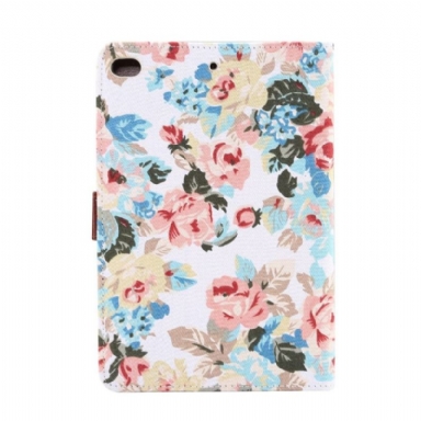 iPad Mini 2019 - Floral Cover Tyg Cover - Vit