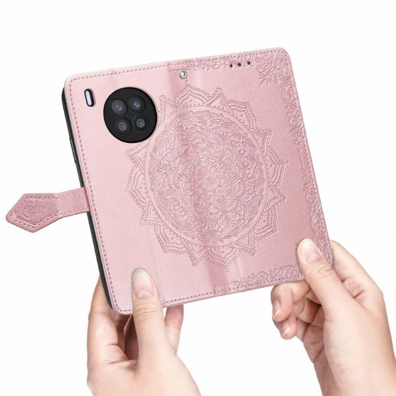 Folio-fodral För Huawei Nova 8i / Honor 50 Lite Mandala Relief I Konstläder