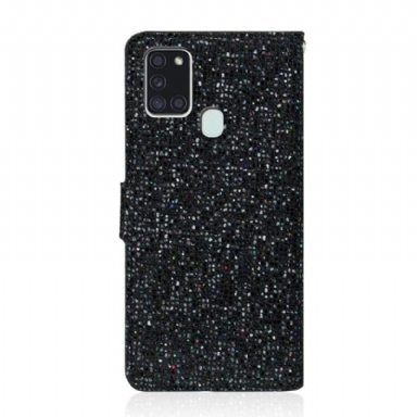 Fodral För Samsung Galaxy A21s Hemming Glitterkorthållare