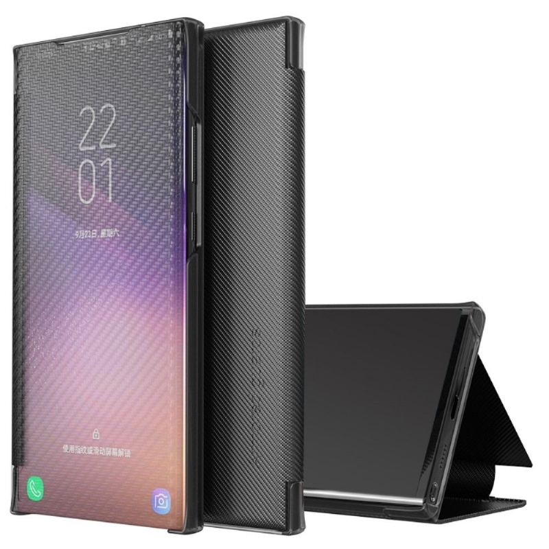 Läderfodral För Samsung Galaxy A21s Folio-fodral Kolfiber