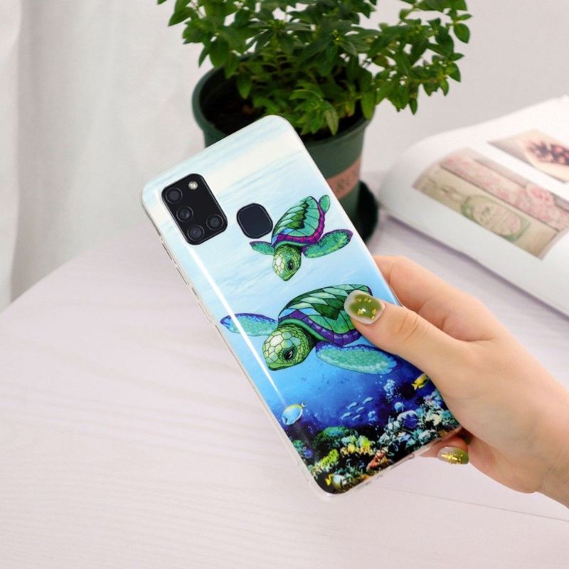 Skal För Samsung Galaxy A21s Hemming Fluorescerande Sköldpaddor