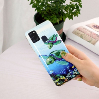 Skal För Samsung Galaxy A21s Hemming Fluorescerande Sköldpaddor