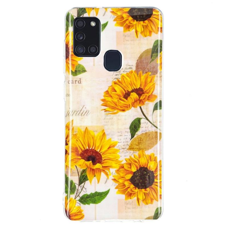 Skal För Samsung Galaxy A21s Hemming Vintage Sunflower Fluorescerande