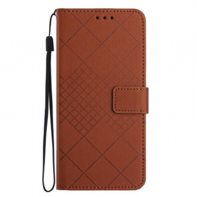 Läderskal Fodral Oppo Reno 11f 5g Strappy Diamond Mönster