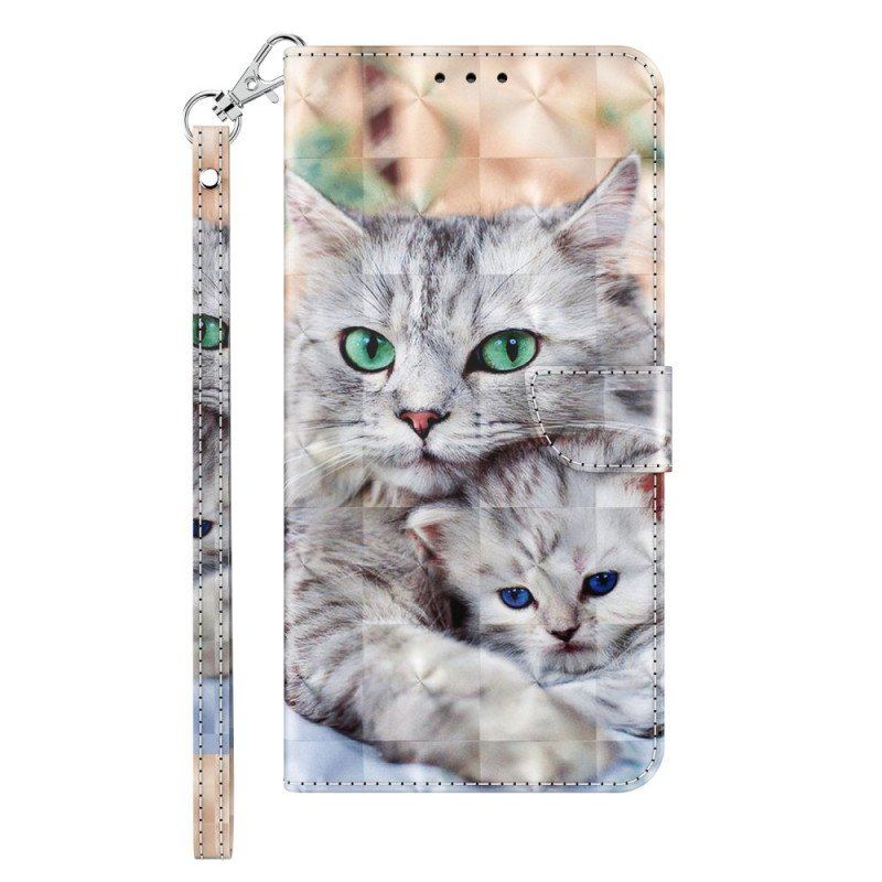 Folio-fodral iPhone 14 Pro Med Kedjar Endast Thong Cats