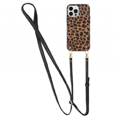 Skal iPhone 14 Pro Leopard Med Axelrem