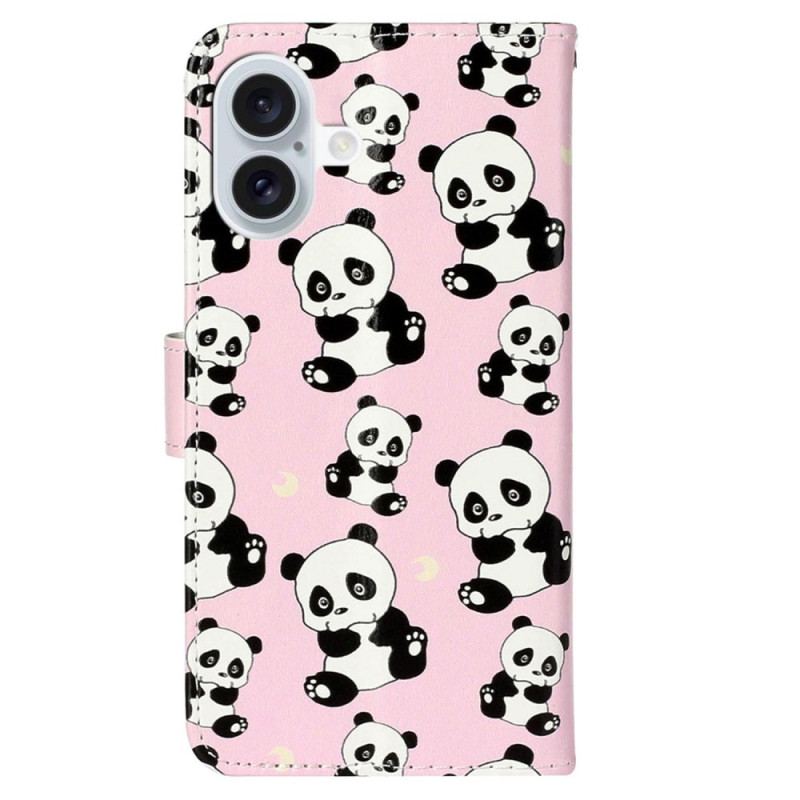 Fodral iPhone 16 Plus Lanyard Pandas