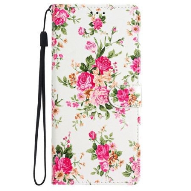 Fodral iPhone 16 Plus Röda Blommor Med Rem