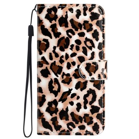 Läderfodral iPhone 16 Plus Telefonfodral Leopardmönster Med Rem