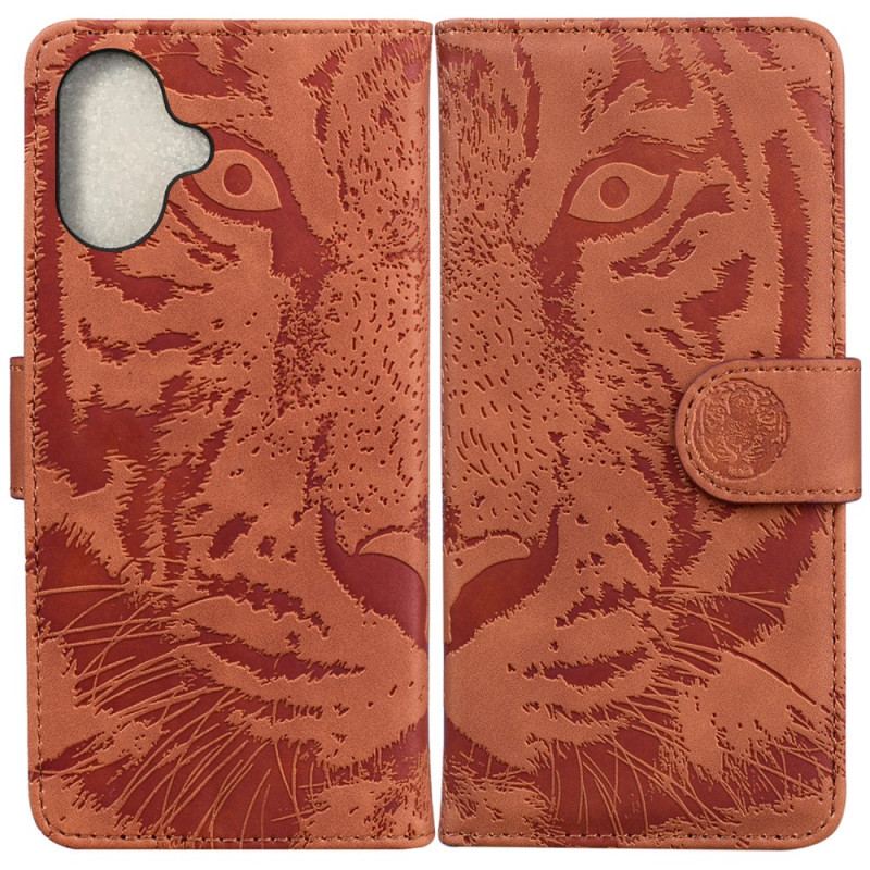 Läderskal Fodral iPhone 16 Plus Tiger Footprint