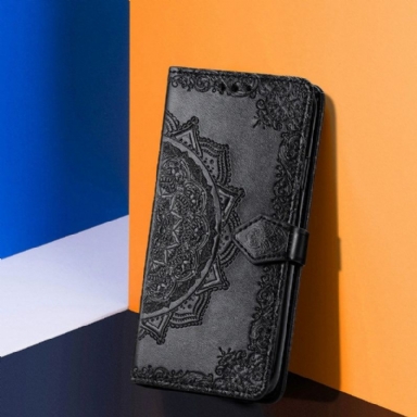 Folio-fodral För OnePlus 9 Mandala Relief Faux Leather Retro