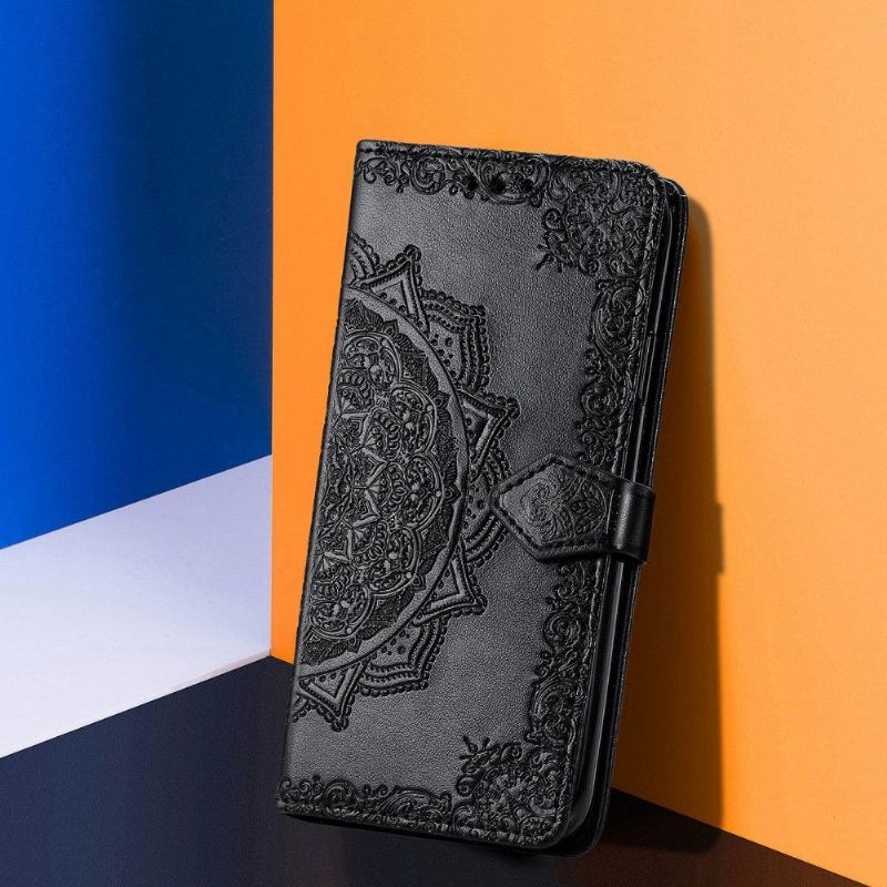 Folio-fodral För OnePlus 9 Mandala Relief Faux Leather Retro