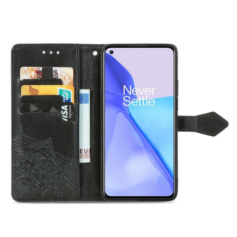 Folio-fodral För OnePlus 9 Mandala Relief Faux Leather Retro