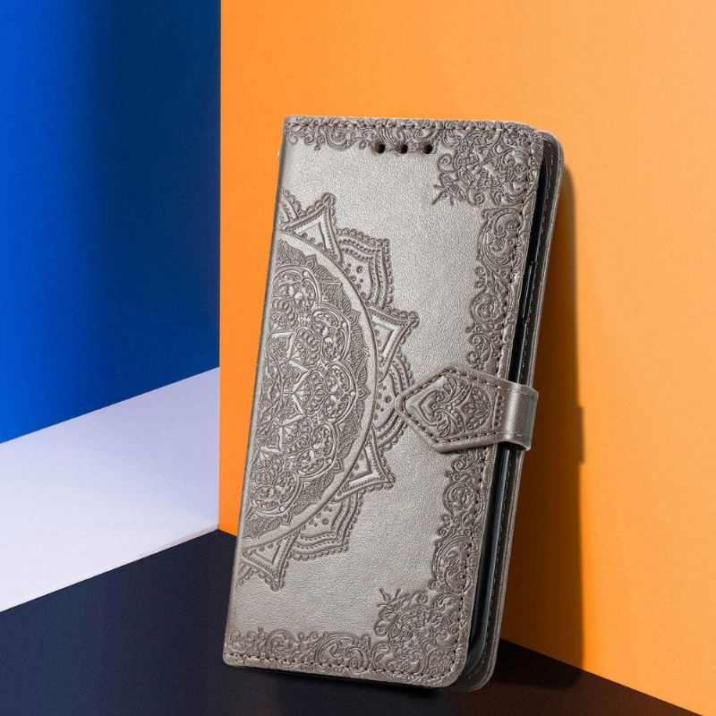 Folio-fodral För OnePlus 9 Mandala Relief Faux Leather Retro