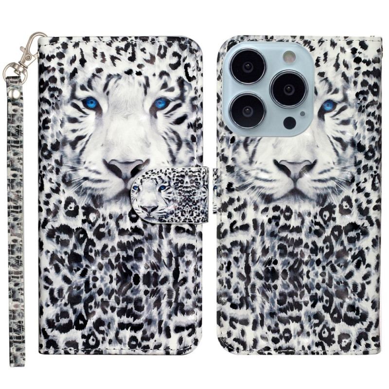 Läderfodral iPhone 16 Pro Telefonfodral Leopardrem