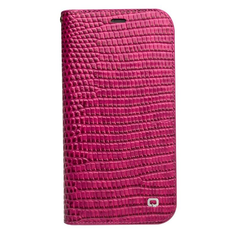 Fodral För iPhone 11 Bedrijf Croc Effect Äkta Läder - Rosa