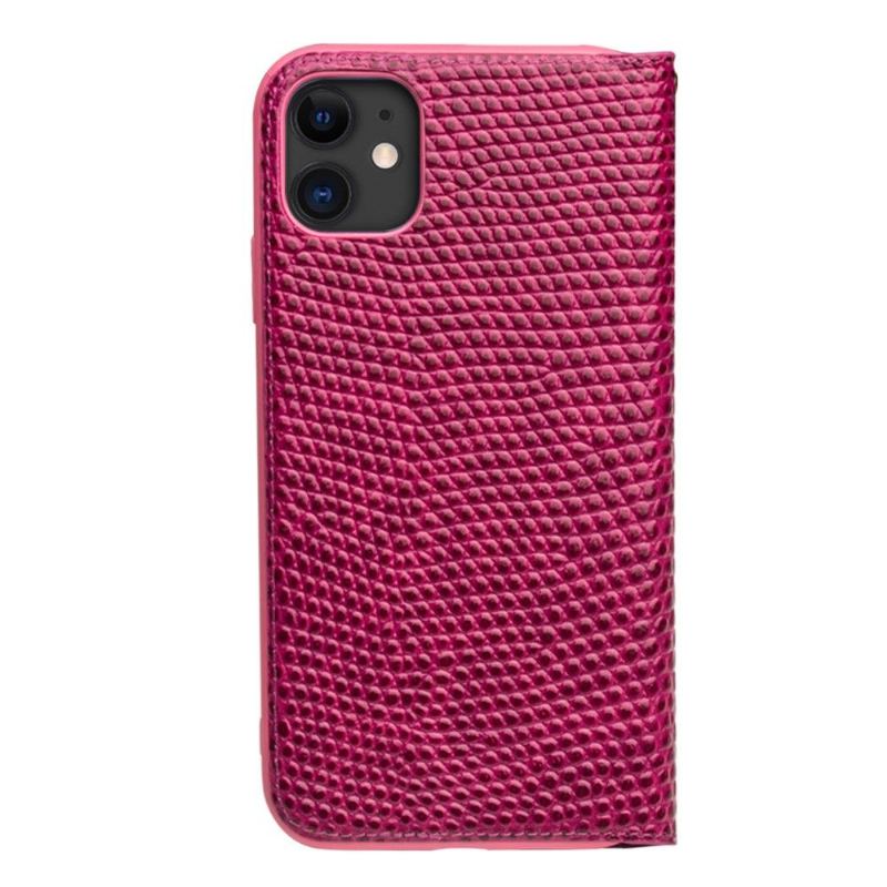 Fodral För iPhone 11 Bedrijf Croc Effect Äkta Läder - Rosa