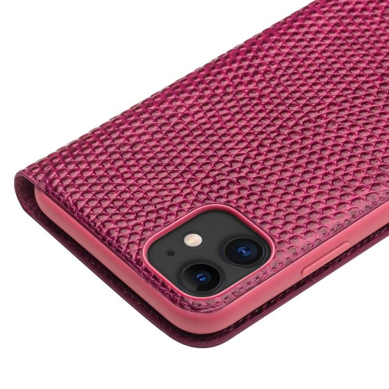 Fodral För iPhone 11 Bedrijf Croc Effect Äkta Läder - Rosa