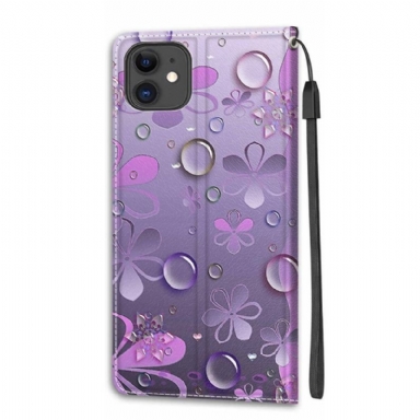 Fodral För iPhone 11 Violett Blommor Illustration