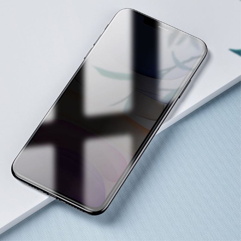 Läderfodral För iPhone 11 Skyddsfodral Skärm I Härdat Glas Och Sekretessfilter