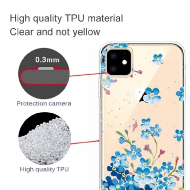 Skal För iPhone 11 Transparenta Blå Blommor