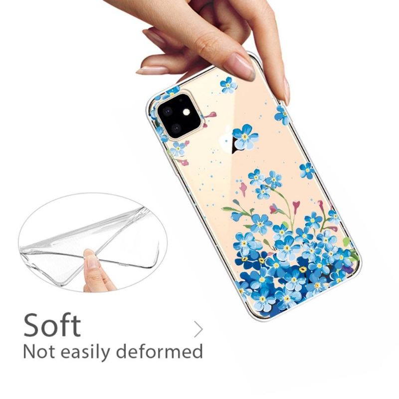 Skal För iPhone 11 Transparenta Blå Blommor