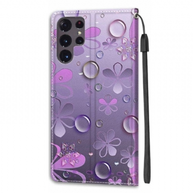 Fodral För Samsung Galaxy S22 Ultra 5G Violett Blommor Illustration