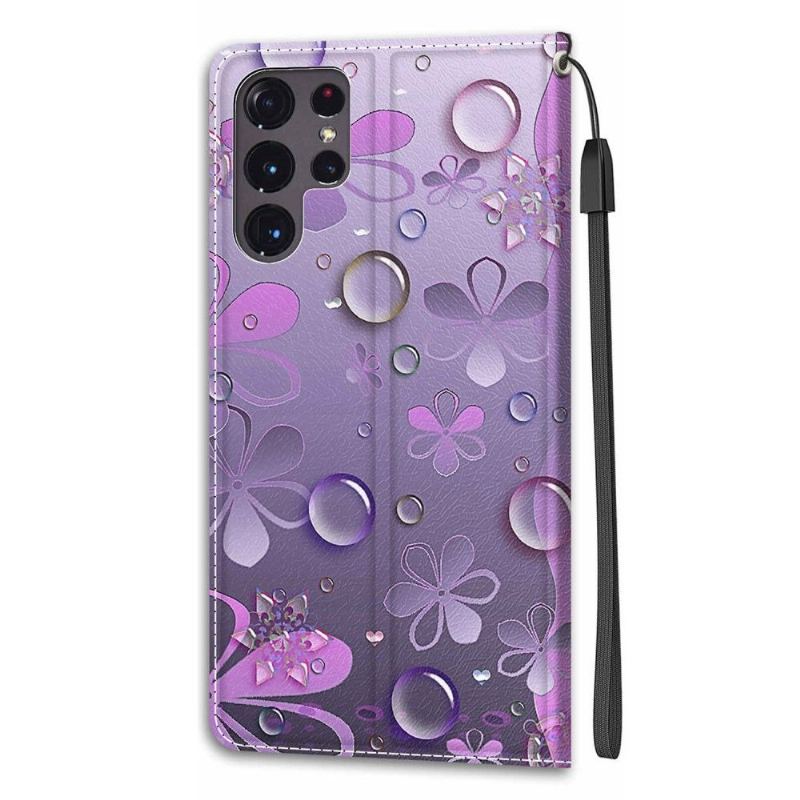 Fodral För Samsung Galaxy S22 Ultra 5G Violett Blommor Illustration