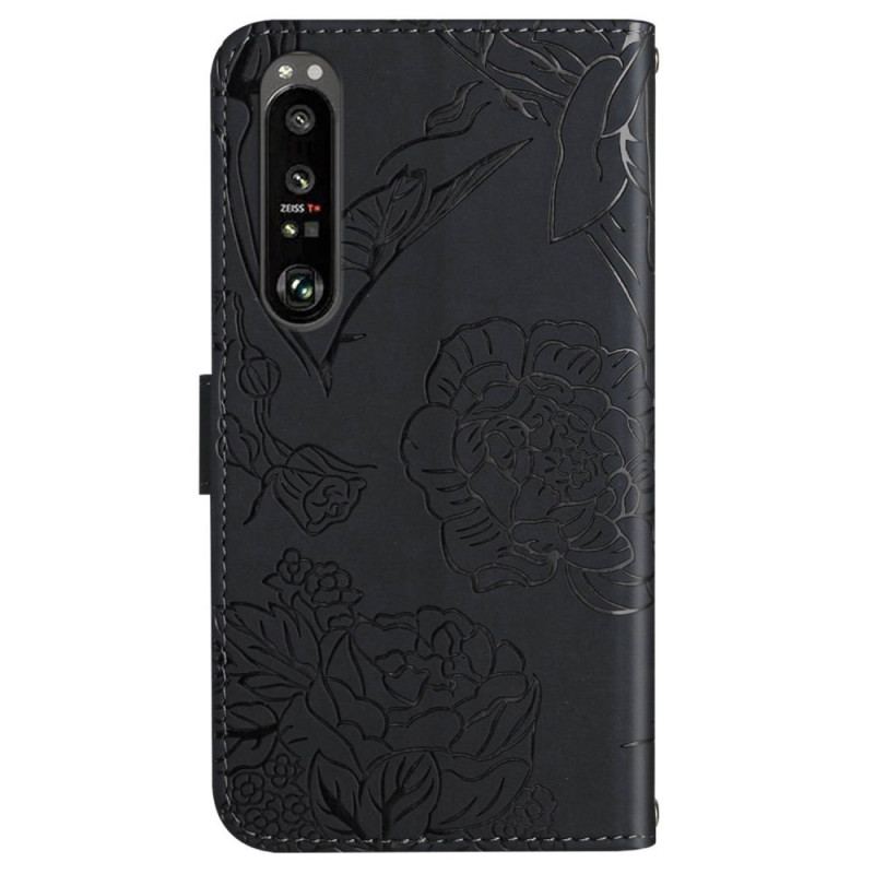 Fodral För Sony Xperia 1 Vi Fjärilstryck Med Axelrem