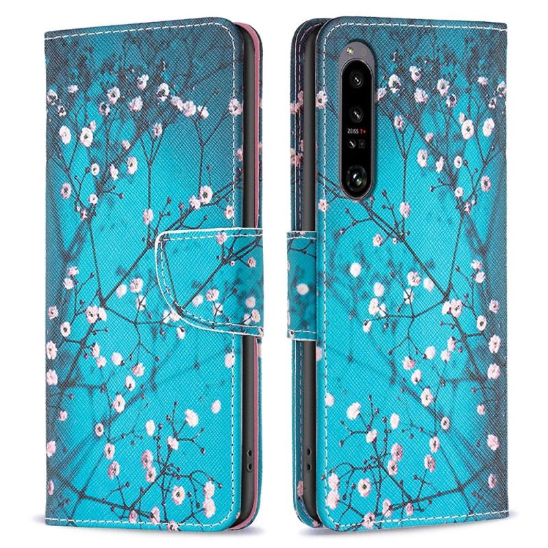 Läderfodral Sony Xperia 1 Vi Telefonfodral Blommande Grenar