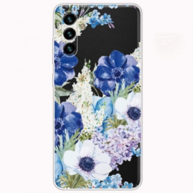 Skal Samsung Galaxy A13 5G / A04s Akvarell Blå Blommor