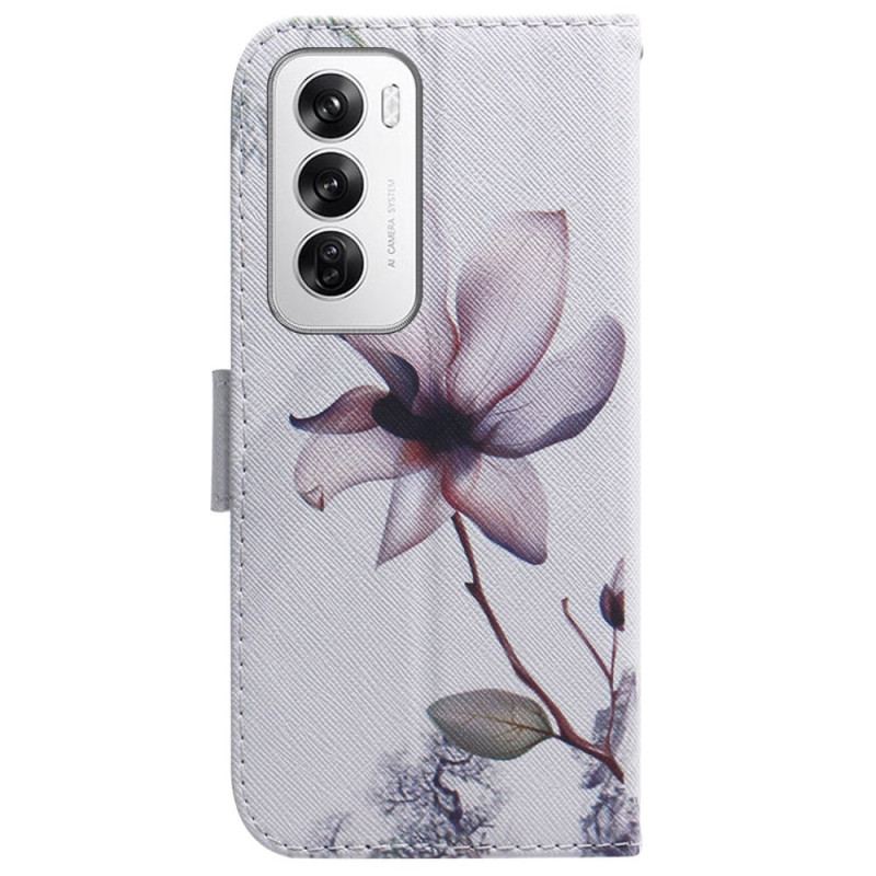 Läderfodral Oppo Reno 12 5g Telefonfodral Rosa Blomma