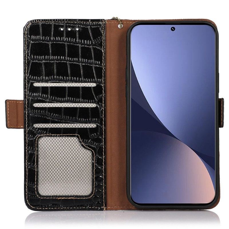 Fodral För Xiaomi 12 Pro Croco Look Äkta Läder