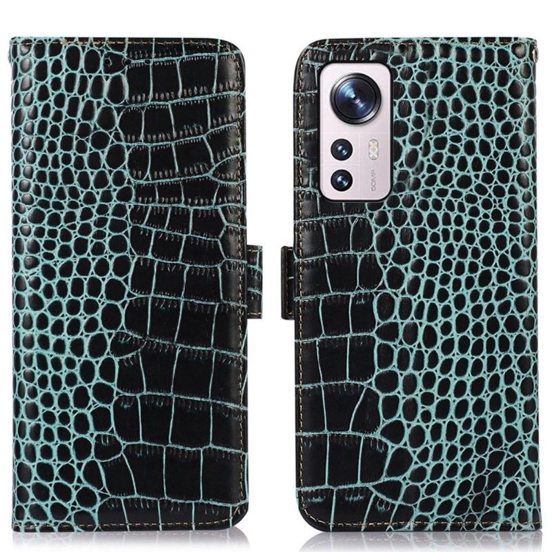 Fodral För Xiaomi 12 Pro Croco Look Äkta Läder