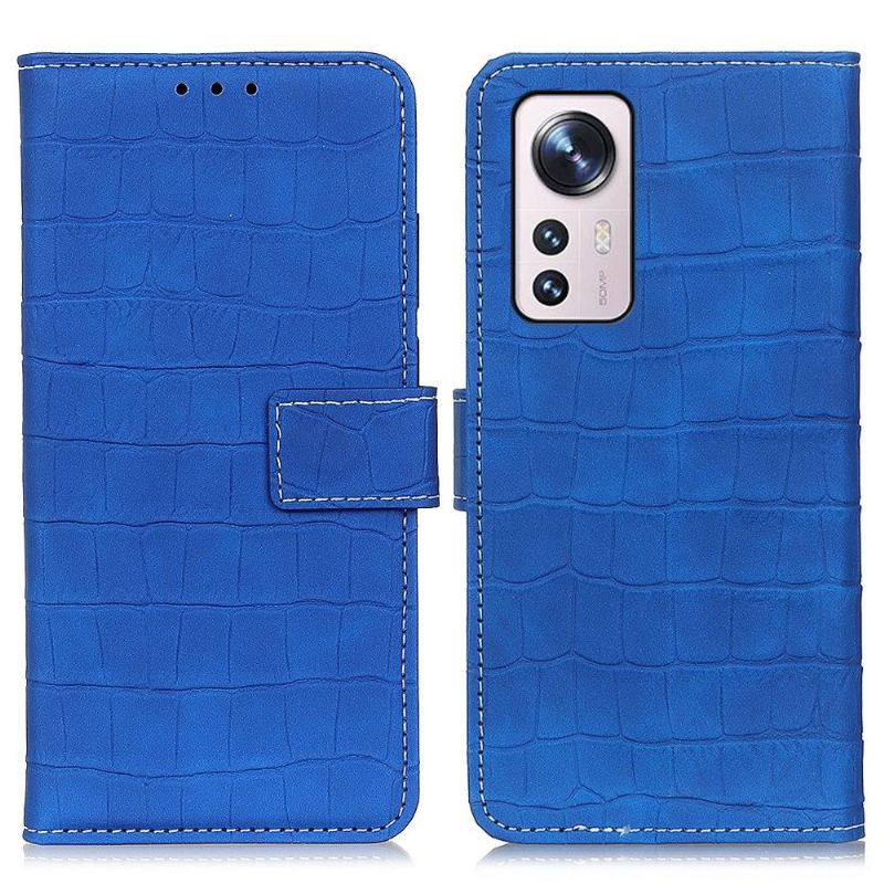 Folio-fodral För Xiaomi 12 Pro Croco Look-sömmar