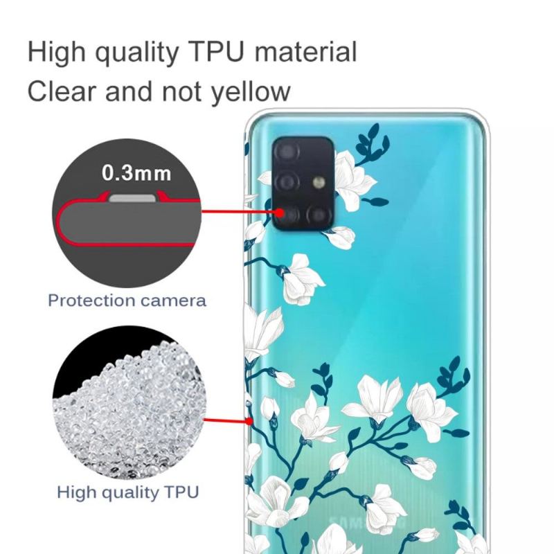 Skal För Samsung Galaxy A51 Vita Blommor