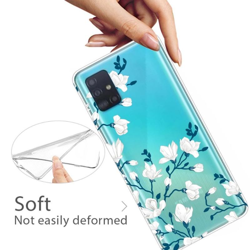 Skal För Samsung Galaxy A51 Vita Blommor