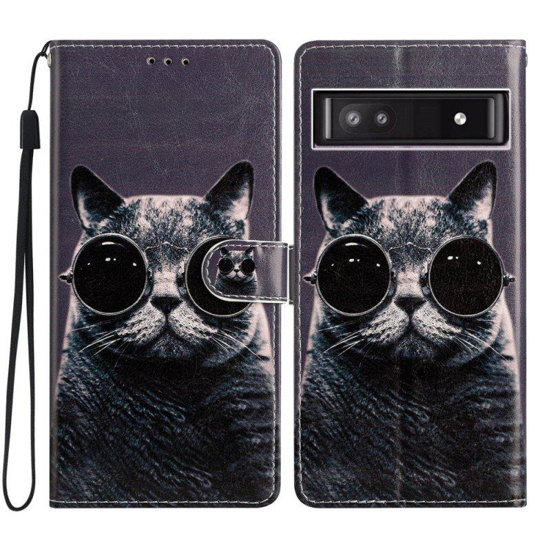 Fodral Google Pixel 7A Med Kedjar Strappy Cat Glasögon