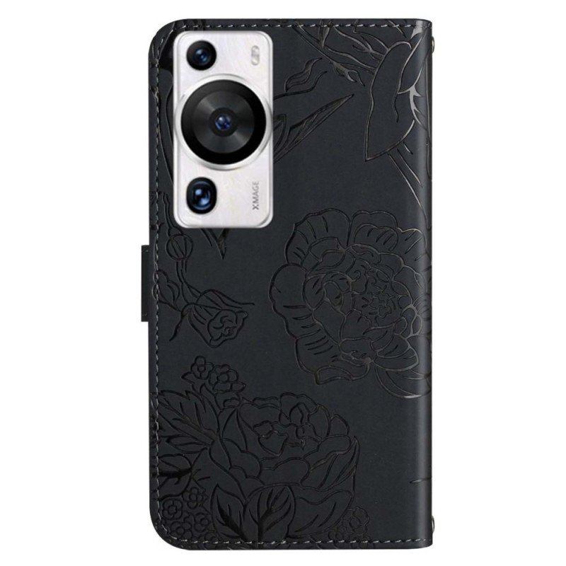 Fodral Huawei P60 Pro Fjärilar Med Axelrem