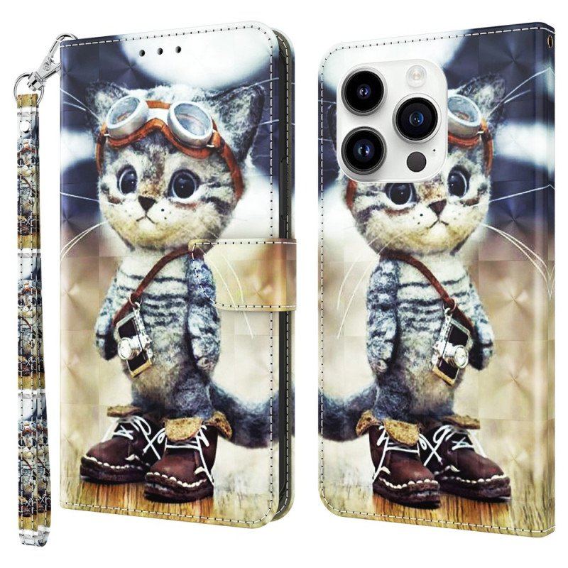 Fodral iPhone 15 Pro Med Kedjar Aviator Cat Med Rem