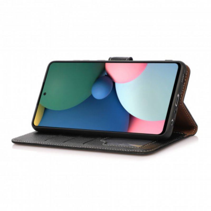 Fodral Moto G60S Litchi Exponerade Sömmar